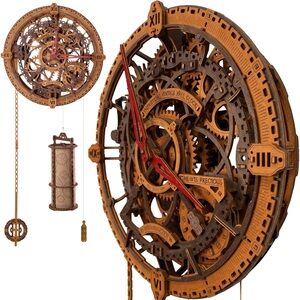 WOODEN.CITY Steampunk 3D Puzzle Clock - DIY Mechanical Wall Clock Kit